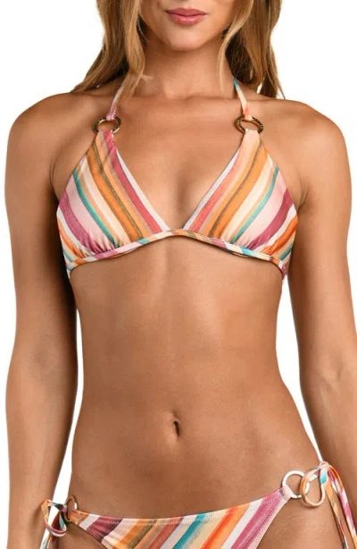 L'agence Annabelle Watercolor Stripe Triangle Bikini Top In Multi
