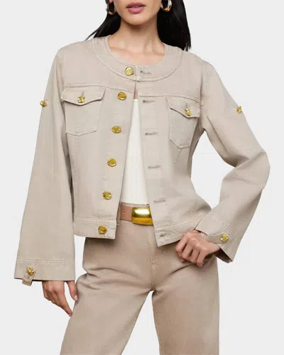 L'agence Anouk Collarless Jacket In Biscuit In Neutral