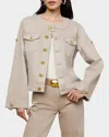 L'agence Anouk Collarless Jacket In Biscuit In Neutral