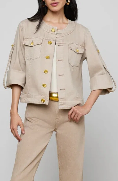 L'agence Anouk Collarless Jacket In Neutral