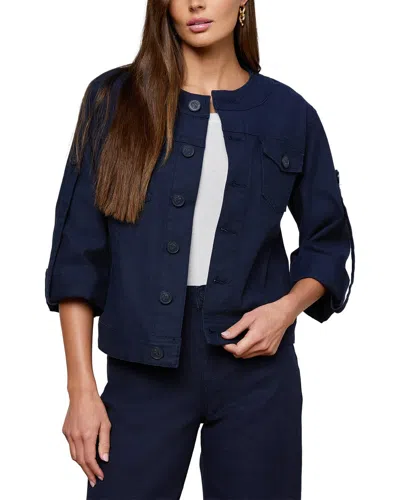 L'agence Anouk Collarless Jacket In Blue