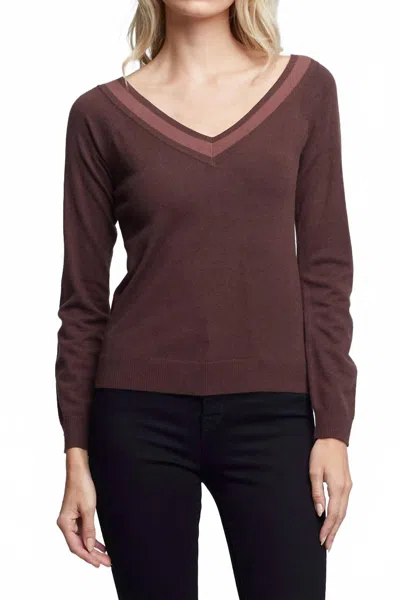 L'agence Antoinette V-neck Sweater In Chocolate Brown