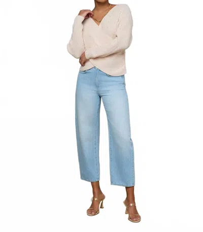 L'agence Antonella Crossover Sweater In Soft Blush In Animal Print