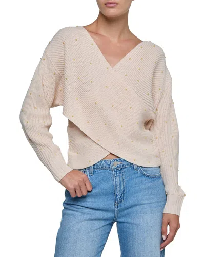 L'agence Antonella Studded Surplice Wool-blend Sweater