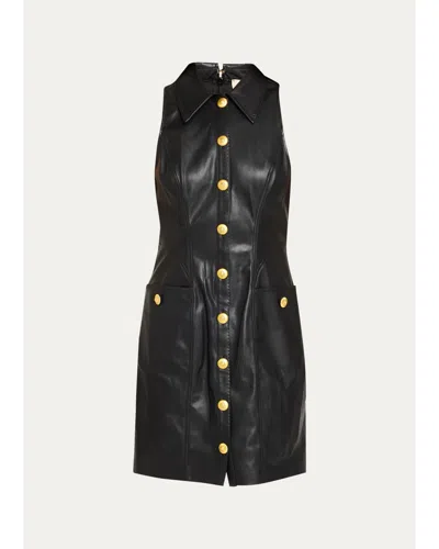 L'agence Apolline Sleeveless Faux-leather Mini Dress In Black