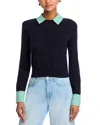 L'agence April Poplin Collar Pullover In Blue
