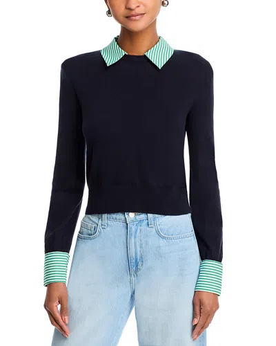 L'agence April Poplin Collar Pullover In Blue