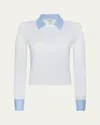 L'agence April Poplin Collar Pullover Top In Blue