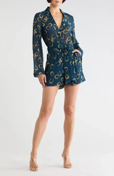 L'agence Arabell Horseshoe Print Long Sleeve Romper