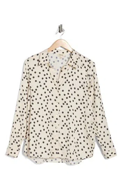 L'agence Argo Polka Dot Button Front Top In Neutral