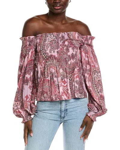 L'agence Ariela Off-the-shoulder Blouse In Purple