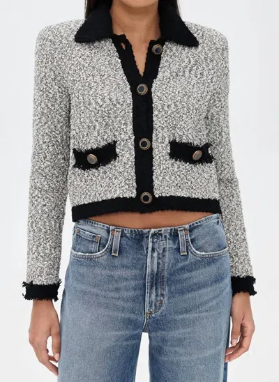 L'AGENCE ARIELLE COLLARED JACKET IN WHITE/BLACK