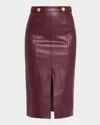 L'agence Arlette Whipstitch Vegan Leather Midi Skirt In Brown