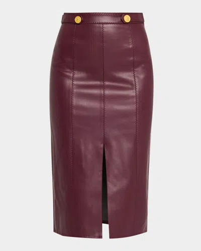L'AGENCE ARLETTE WHIPSTITCH VEGAN LEATHER MIDI SKIRT
