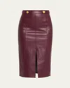 L'agence Arlette Whipstitch Vegan Leather Midi Skirt In Burgundy