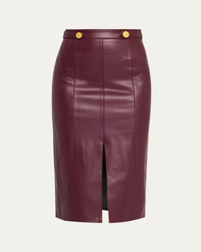 L'AGENCE ARLETTE WHIPSTITCH VEGAN LEATHER MIDI SKIRT