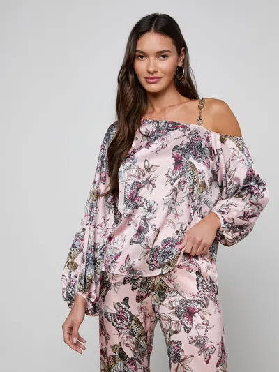 L'agence Asami Chain One-shoulder Blouse In Multi