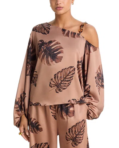 L'agence Asami Chain One Shoulder Blouse In Brown