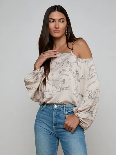 L'agence Asami Chain One-shoulder Blouse In Neutral