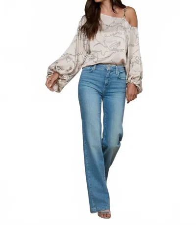 L'agence Asami One Shoulder Blouse In Soft Macadamia Multi Small Horsebit Chain In Gray