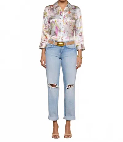 L'agence Ashby Low Rise Slouch Straight Denim Jean In Fontana Destruct In Multi