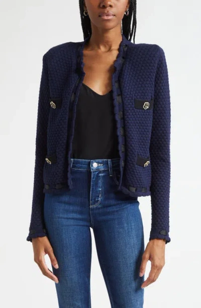 L'AGENCE L'AGENCE ASTOR CONTRAST TRIM CARDIGAN