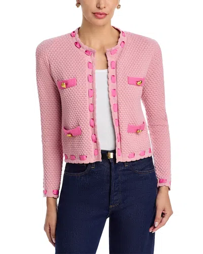 L'agence Astor Contrast Trim Cardigan In Pink