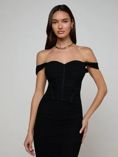 L'agence Asuka Mesh Corset Top In Black
