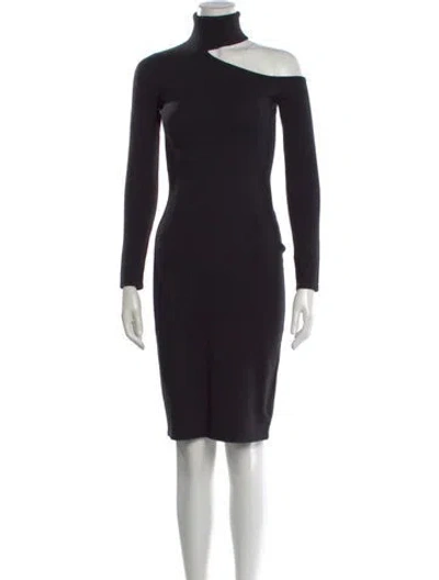 Pre-owned L'agence Asymmetrical Knee-length Dress In Black