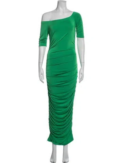 Pre-owned L'agence Asymmetrical Long Dress In Green