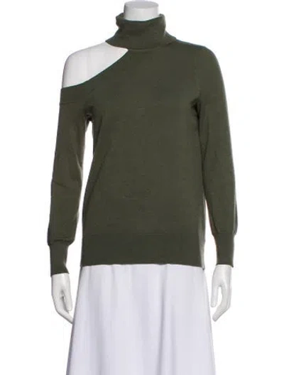 Pre-owned L'agence Asymmetrical Long Sleeve Top In Green
