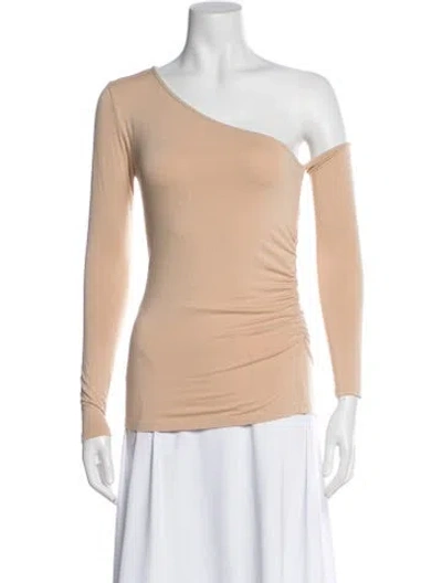 Pre-owned L'agence Asymmetrical Long Sleeve Top In Neutral