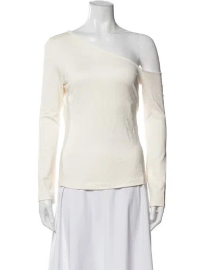 Pre-owned L'agence Asymmetrical Long Sleeve Top In Neutral