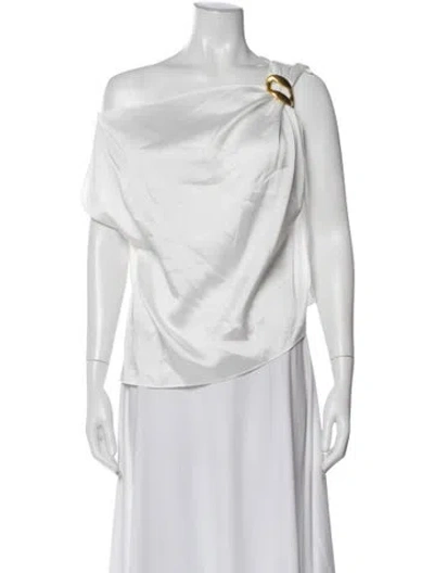 Pre-owned L'agence Asymmetrical Short Sleeve Top In Multi