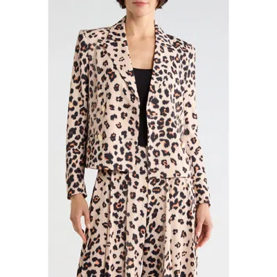L'agence Atmore Leopard Print Double Breasted Blazer In Brown