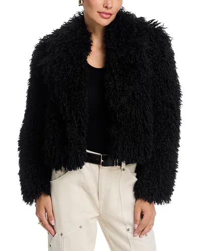 L'agence Aura Crop Faux Fur Coat In Black