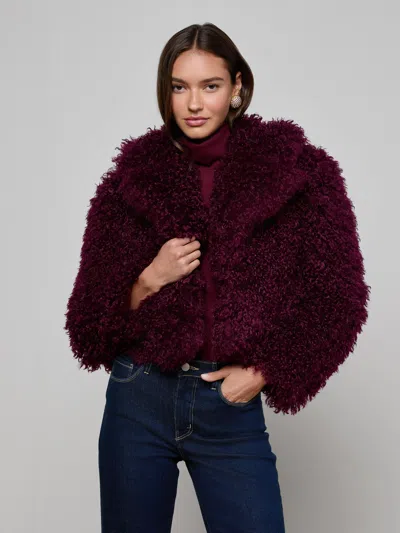 L'agence Aura Cropped Faux Fur Jacket In Brown