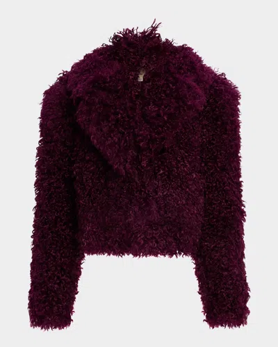 L'AGENCE AURA CROPPED FAUX FUR JACKET