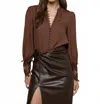 L'agence Ava Lace Cuff Blouse In Hot Fudge In Brown