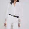 L'agence Ava Lace Cuff Blouse In Ivory In White