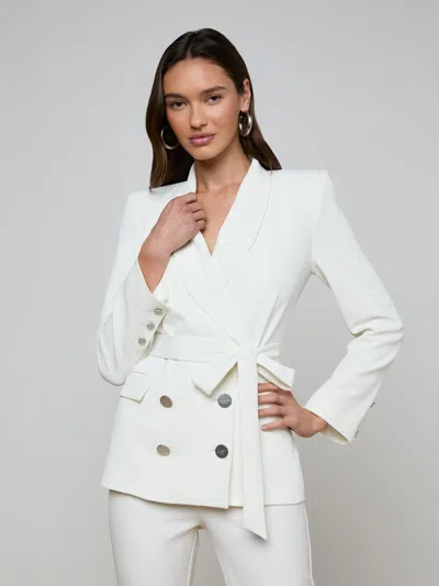 L'agence Aven Wrap Blazer In White