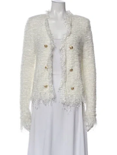 Pre-owned L'agence Azure Cardigan Blazer Tweed Pattern Evening Jacket In Multi