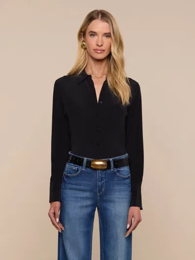 L'agence Babette Silk Blouse In Black