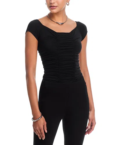 L'agence Baliegh Off Shoulder Ruched Bodysuit In Black
