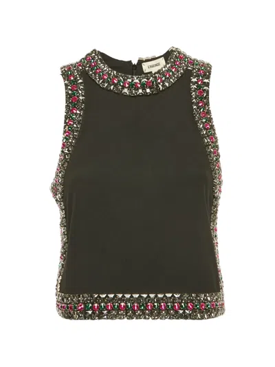 Pre-owned L'agence Bastia Embellished Tank Top In Black