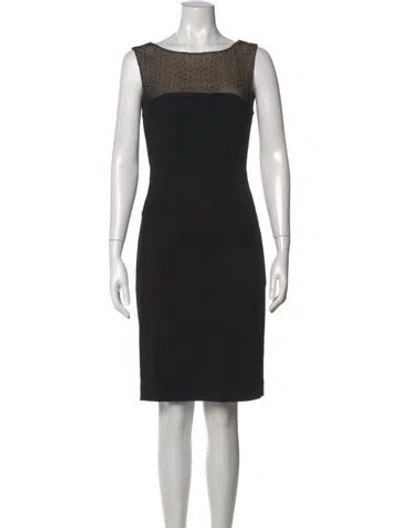 Pre-owned L'agence Bateau Neckline Knee-length Dress In Black