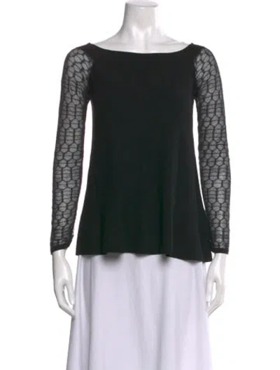 Pre-owned L'agence Bateau Neckline Long Sleeve Top In Black