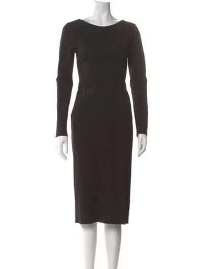 Pre-owned L'agence Bateau Neckline Midi Length Dress In Black