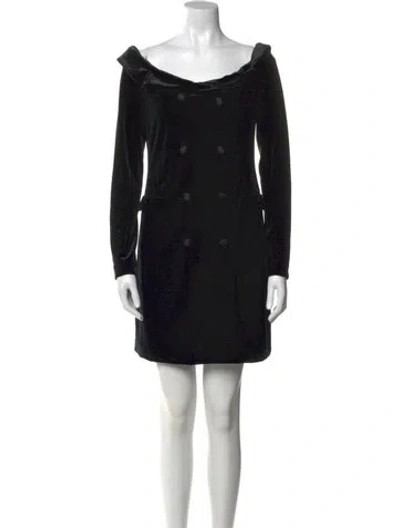 Pre-owned L'agence Bateau Neckline Mini Dress In Black