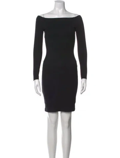 Pre-owned L'agence Bateau Neckline Mini Dress In Black